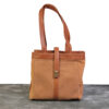 Elegant Brown Leather & Suede Tote Shoulder Bag – Golden Buckle | Western Leather Gear