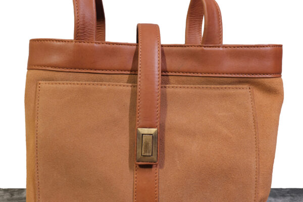 Elegant Brown Leather & Suede Tote Shoulder Bag – Golden Buckle | Western Leather Gear