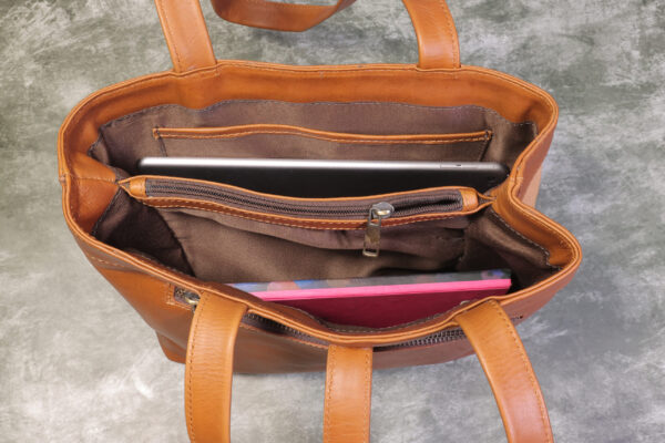 Elegant Brown Leather & Suede Tote Shoulder Bag – Golden Buckle | Western Leather Gear