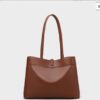 Elegant Brown Leather & Suede Tote Shoulder Bag – Golden Buckle | Western Leather Gear