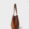 Elegant Brown Leather & Suede Tote Shoulder Bag – Golden Buckle | Western Leather Gear