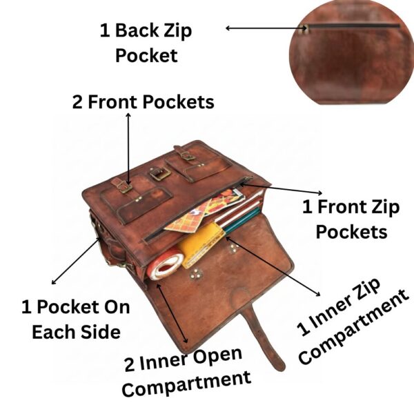 10 inch (3) Vintage Buffalo Leather Messenger Bag – Vintage Laptop Briefcase, Office Crossbody Shoulder Bag for Men