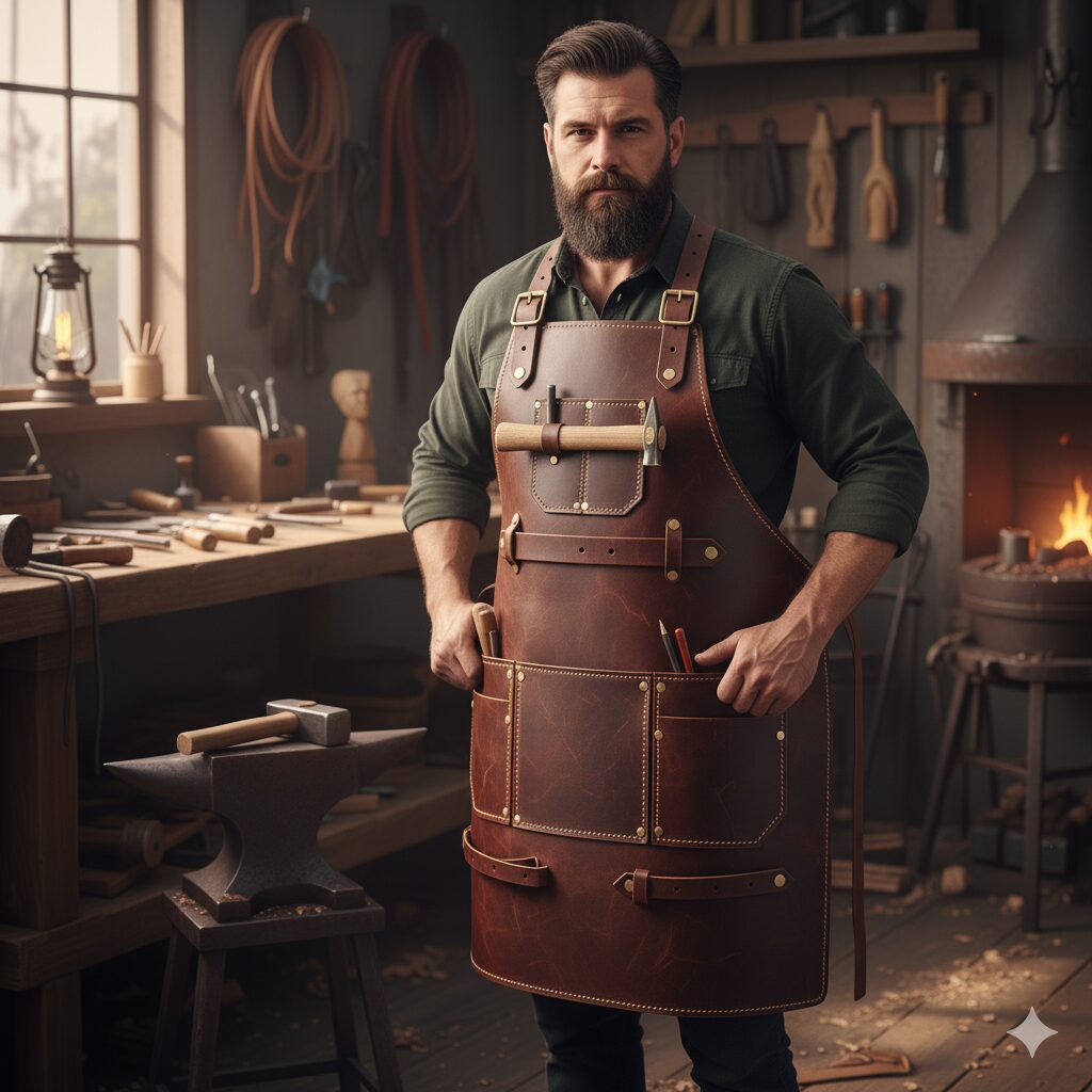 Western-inspired handcrafted leather apron