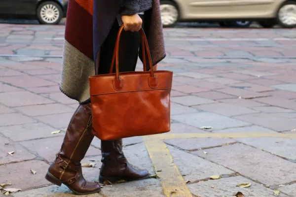 Handmade Genuine Leather Tote Bag for Women – Western Style Shoulder Purse with Zipper