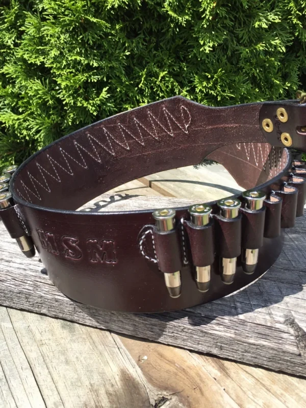 Handmade Leather Cartridge Belt – Western Gun Belt with 22 Cal Loops | Cowboy Action Shooting, Hunters & Shooters