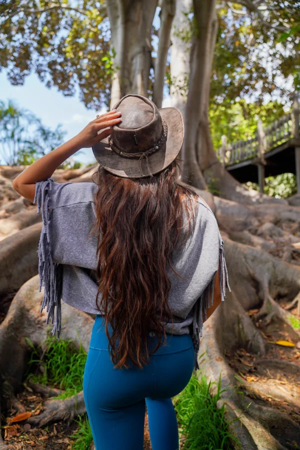 Rugged Australian Brown Leather Bush Hat – Foldable Distressed Cattleman Outback Headwear for Men & Women
