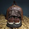 Leather Duffel Bag with Shoe Compartment – Men’s Weekender Overnight Travel Bag | Gym, Sports & Anniversary Gift