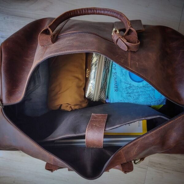 Leather Duffel Bag with Shoe Compartment – Men’s Weekender Overnight Travel Bag | Gym, Sports & Anniversary Gift