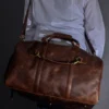 Leather Duffel Bag with Shoe Compartment – Men’s Weekender Overnight Travel Bag | Gym, Sports & Anniversary Gift