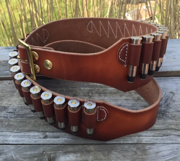 Handmade Leather Cartridge Belt – Western Gun Belt with 22 Cal Loops | Cowboy Action Shooting, Hunters & Shooters