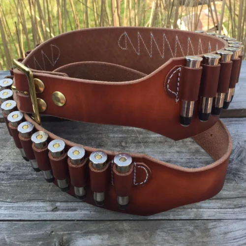 Handmade Leather Cartridge Belt – Western Gun Belt with 22 Cal Loops | Cowboy Action Shooting, Hunters & Shooters