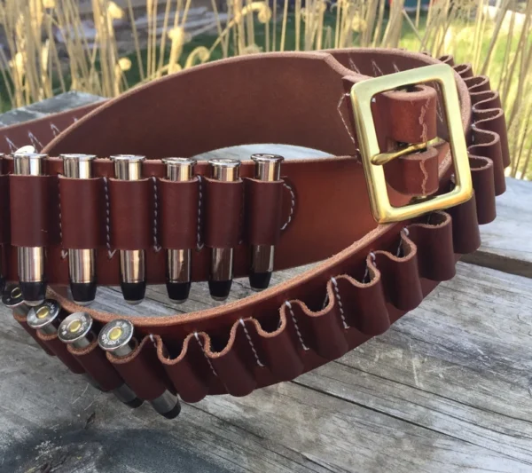 Handmade Leather Cartridge Belt – Western Gun Belt with 22 Cal Loops | Cowboy Action Shooting, Hunters & Shooters