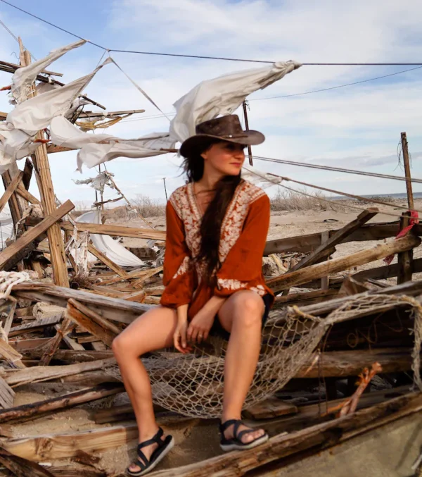 Rugged Australian Brown Leather Bush Hat – Foldable Distressed Cattleman Outback Headwear for Men & Women
