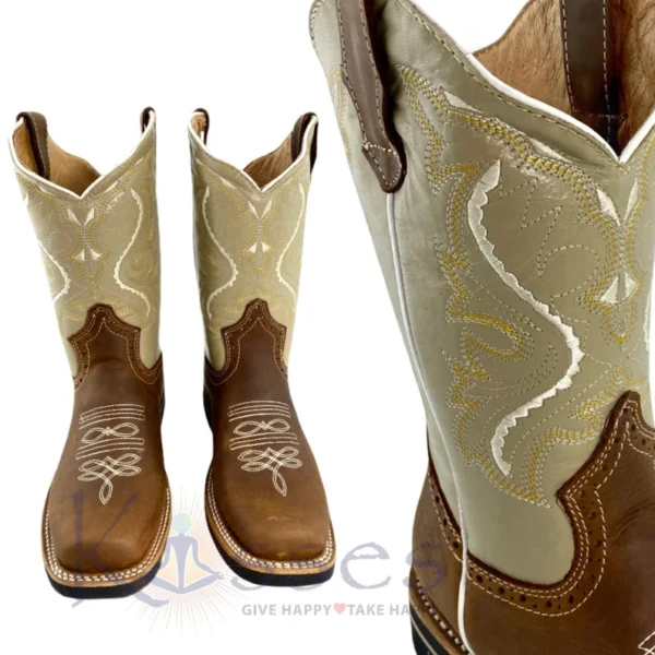 Handmade Leather Cowboy Boots for Men – Western Rodeo Work Boots, Durable Rustic Footwear