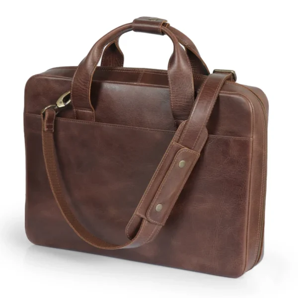 Personalized Top Grain Leather Laptop Bag 16” – Premium Travel Briefcase, Satchel & Messenger Bag for Men & Women