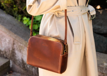 Leather Crossbody Bag for Women – Genuine Leather Mini Shoulder Purse with Two Zippers