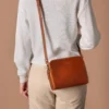 Leather Crossbody Bag for Women – Genuine Leather Mini Shoulder Purse with Two Zippers