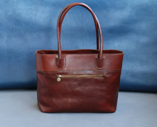 Handmade Genuine Leather Tote Bag for Women – Western Style Shoulder Purse with Zipper