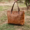 Handmade Tan Leather Tote Bag