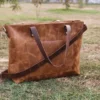 Handmade Tan Leather Tote Bag