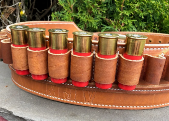 Handcrafted Brown Leather Cartridge Belt – 2 PLY, 3¼” Wide | 12-Gauge Shotgun Shell Belt