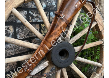 Handmade Leather Rifle Scabbard – Western Saddle Gun Holster | Vintage Brown Rifle Case for Horseback Riding, Hunting & Cowboy Gear